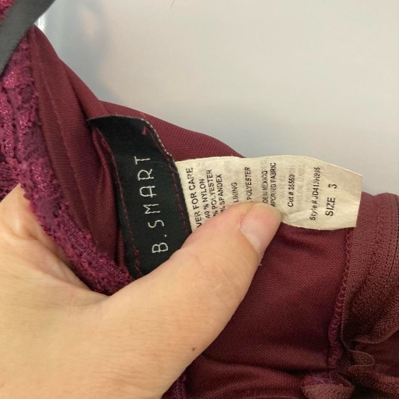 B. Smart Burgundy Strapless Lace  Dress with Gold Details 3 - Picture 6 of 6